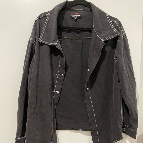 Liquor N Poker tie front crop top in washed black - Picture 2 of 3